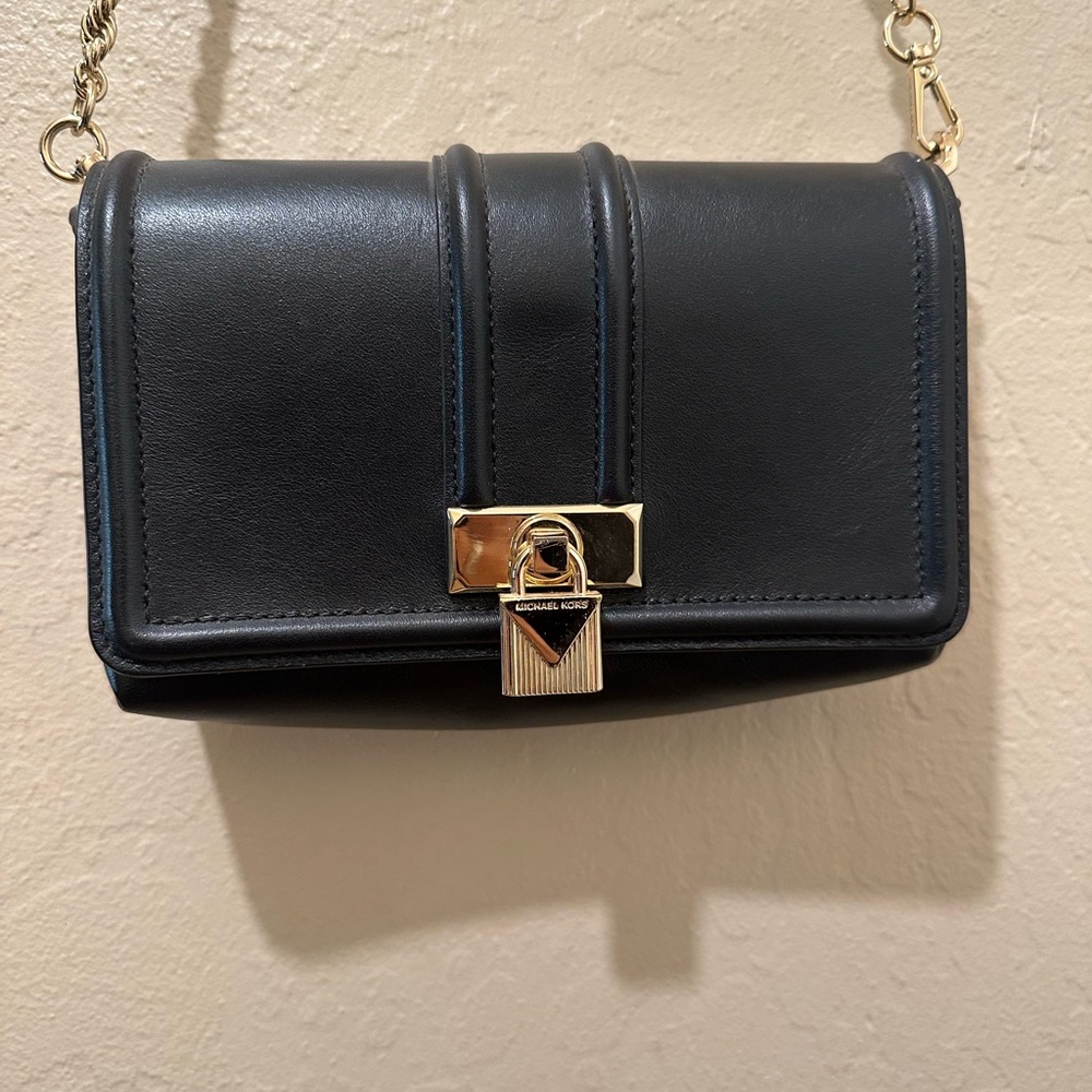 Michael Kors Black Crossbody Bag with Gold Accents